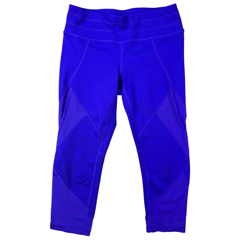 Athleta Royal Blue Cropped Activewear Mesh Curout Leggings Womens Small